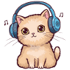 Cute Cat with Doodle Headphones