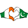 Ireland Pakistan Flag Hands Heart Shape