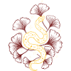 Snake with ginkgo in spring