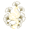 Snake with ginkgo in spring
