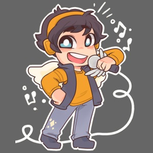 Boy with microphone and wings