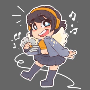 Singing girl with microphone and wings