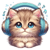 Cute Cat with Doodle Headphones