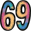 69 Zahl Bunt