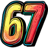 67 Zahl Bunt