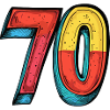 70 Zahl Bunt