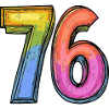 76 Zahl Bunt