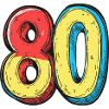 80 Zahl Bunt