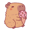Cute Capybara Eating Gelato