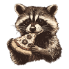 Raccoon eating pizza