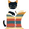 Black cat reading book
