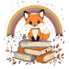 Cute Fox with Books