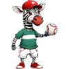 Zebra Tim plays baseball