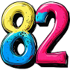 82 Zahl Bunt