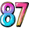 87 Zahl Bunt