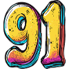 91 Zahl Bunt