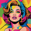 Fet Pop Art Kvinna Avatar med livfulla färger