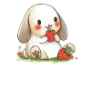 Cute bunny with strawberry snack