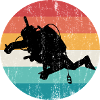 Retro Rainbow Diver Silhouette