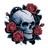 Skull with rose flowers