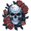 Skull with rose flowers