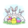 Drei glückliche Osterhasen