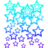 Many blue stars, star pattern