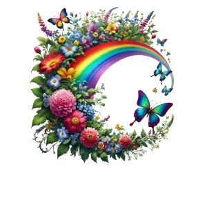 Fiore floreale viticcio floreale farfalla arcobaleno