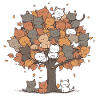 Tree of Cats Cartoon Style