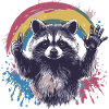 Waschbär Farbkleckse Regenbogen