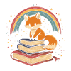 Cute Fox with Books