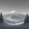 Wanderer im verschneiten Berg
