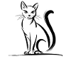 Elegant Cats Silhouette Drawing