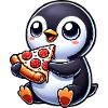 Mignon pingouin pizza dessin animé
