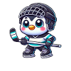 Cute Penguin Hockey Player Cartoon