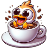 Vogelküken Kaffeetrinker Koffeinschock