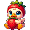 Cute Ducks Strawberry Cartoon Fruit
