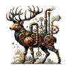 Faszinierender Steampunk Hirsch mit Zahnrädern
