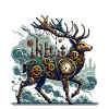 Oeuvre futuriste Steampunk Cerf