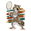 Raccoon playing tennis