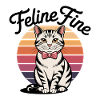 Feline Fine – Retro Sunset Cat