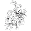 Blooming flowers in sketch style