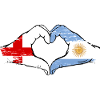 England Argentina flag hands heart shape used