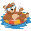 Chilliger Bär im Pool