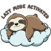 Relaxed sloth on cloud