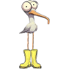 Funny seagull with rubber boots