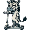 Zebra Scooter Kickroller Funny Comic