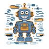 Cheerful robot with gears and