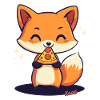 Cute kawaii fox with pizza