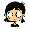 fille de dessin animé réfléchie